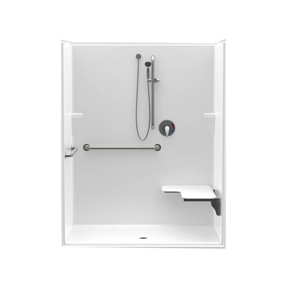 Aquatic 16037BFSD 60 x 37 AcrylX Alcove Center Drain One-Piece Shower in White