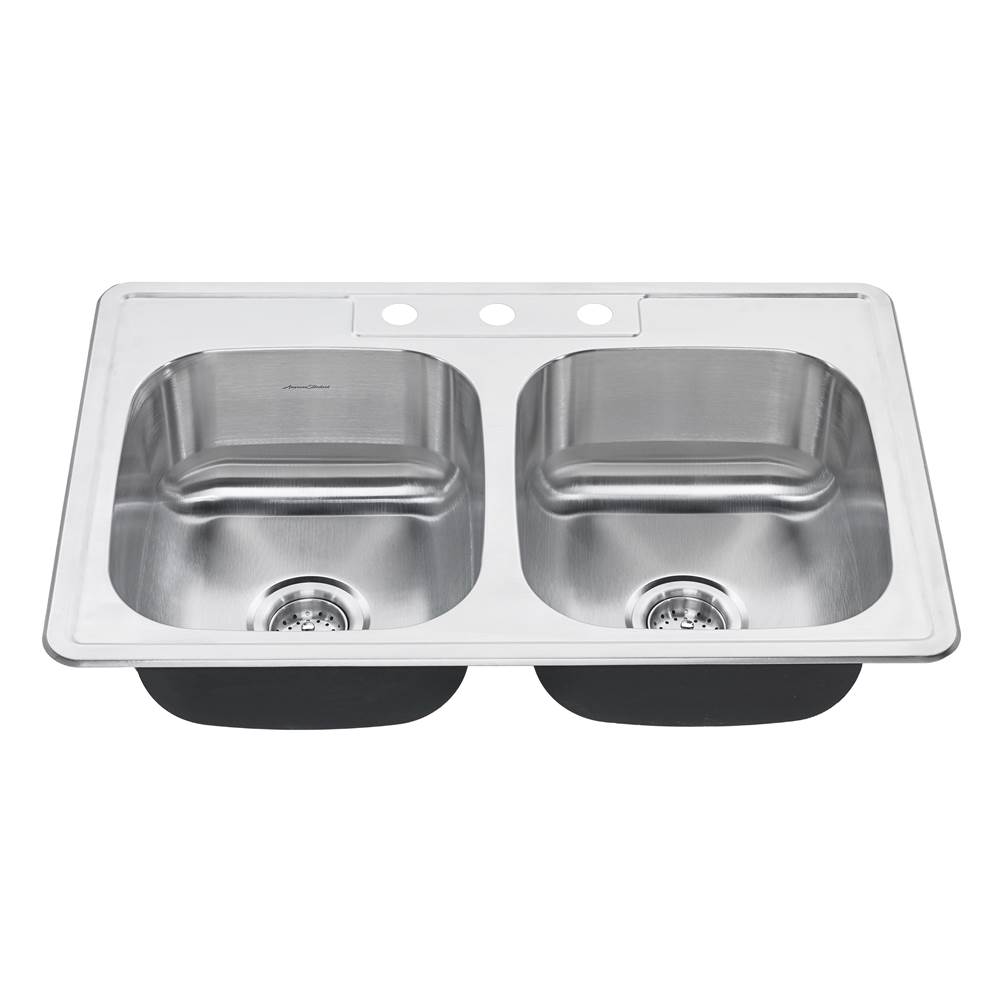 American Standard Colony® 33 x 22-Inch Stainless Steel 3-Hole Top Mount Double Bowl ADA Kitchen Sink
