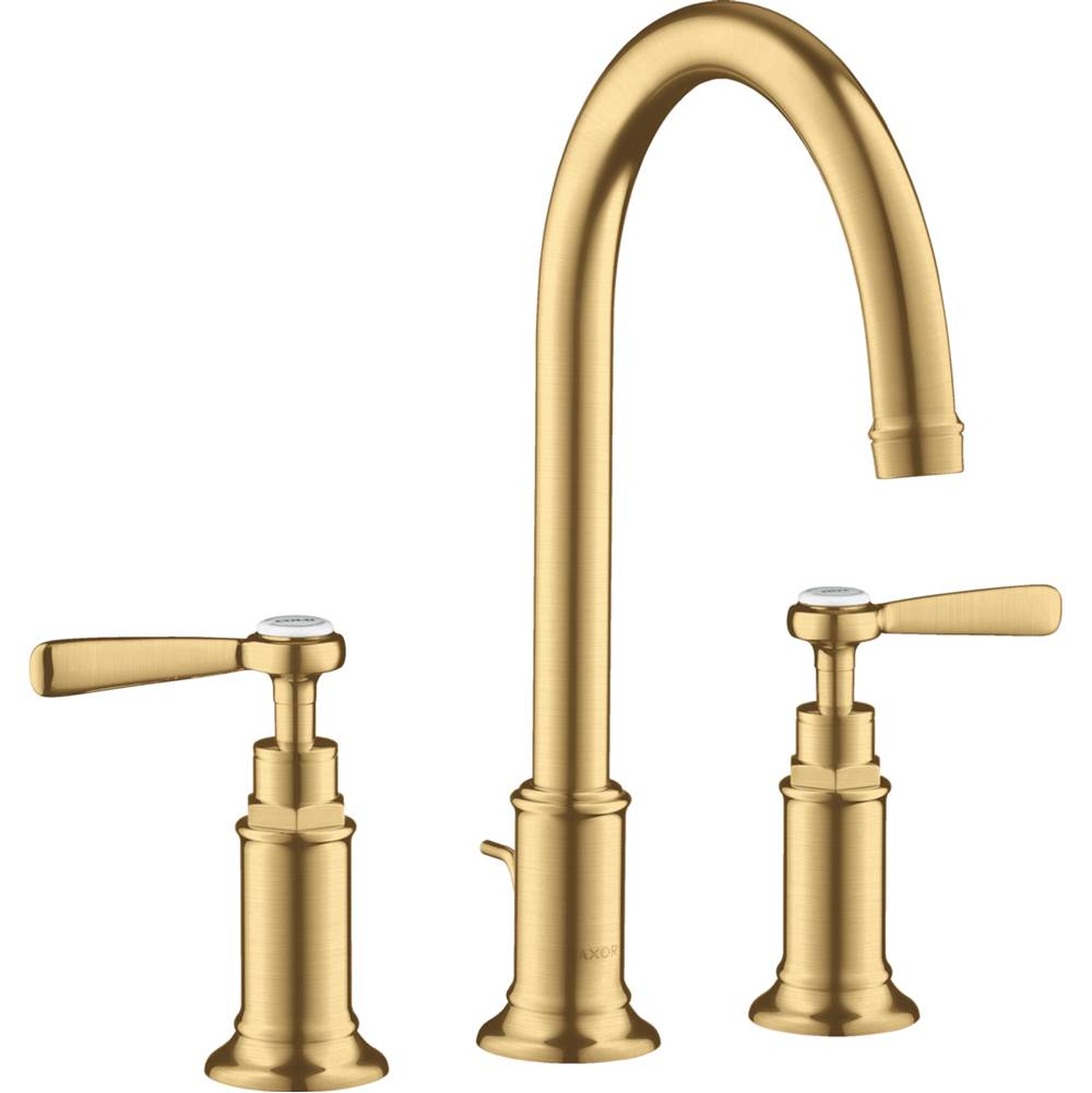 Axor Montreux Widespread Faucet 180 with Lever Handles and Pop-Up Drain, 1.2 GPM in Brushed Gold Optic