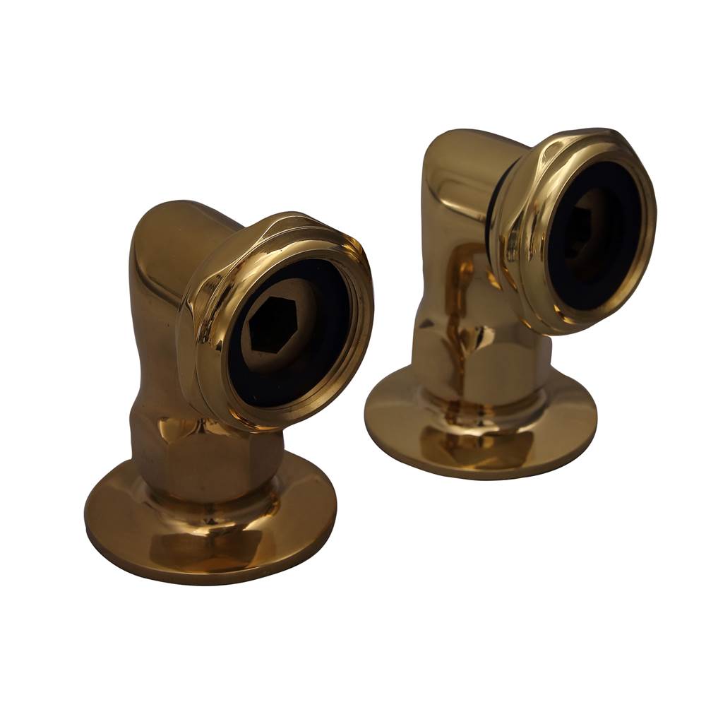 Barclay Elbows for Deck Mounting, 2''Pair, Polished Brass