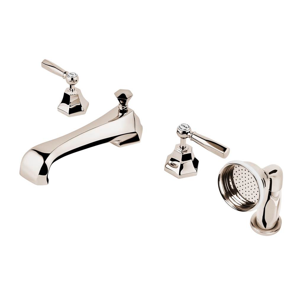 Barber Wilsons And Company Mastercraft Lever 4 Hole Roman Tub Set W/Diverter Spout With White Porcelain Buttons