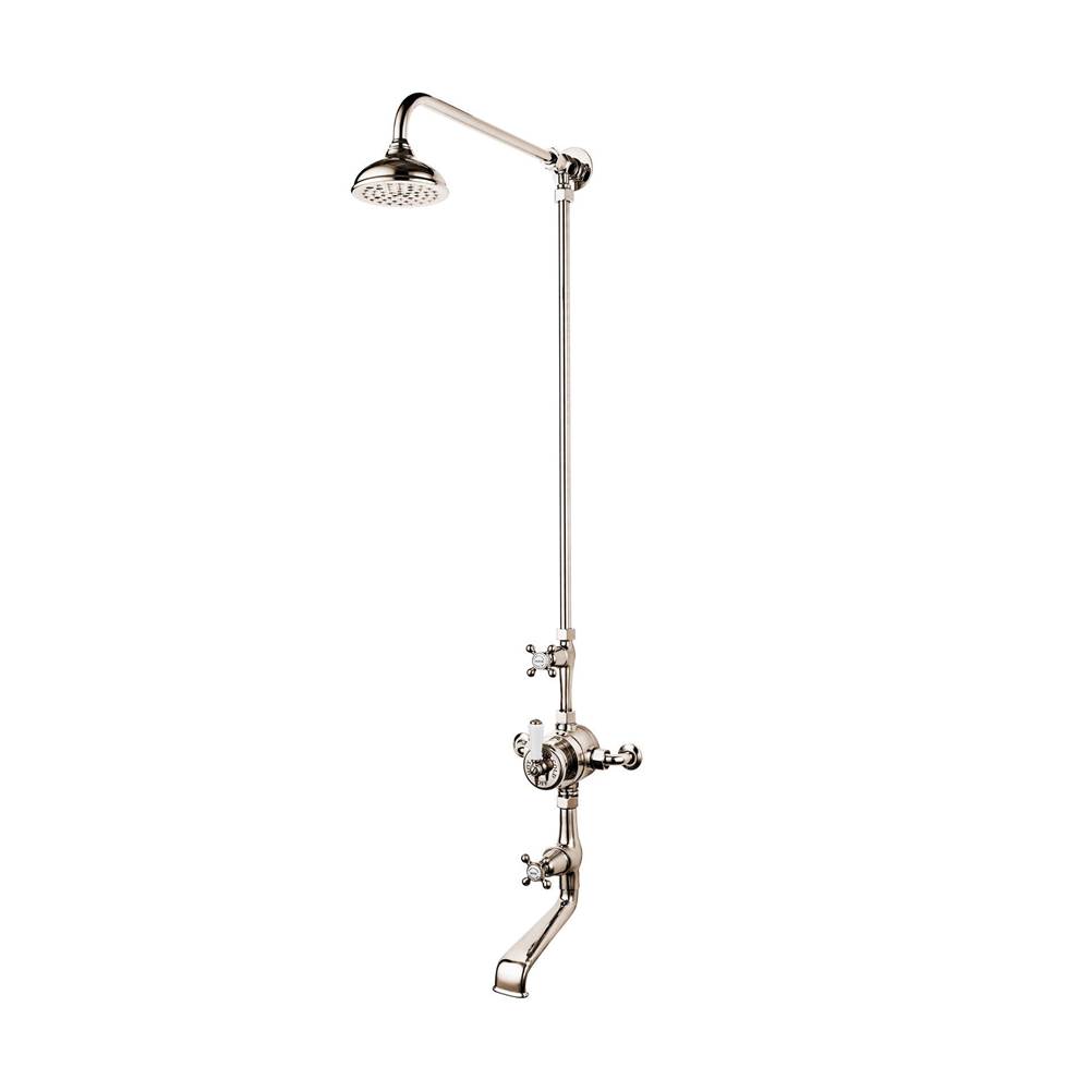 Barber Wilsons And Company Regent 1900''S  Exposed  Thermostatic Shower And Tub Spout With 5'' Rain Head With White Porcelain Inserts (With Compression Inlets Ps75Cu Adaptor
