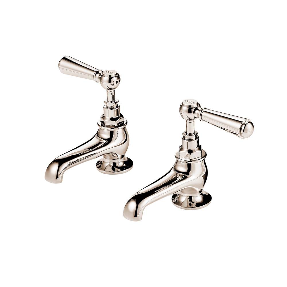 Barber Wilsons And Company 1890''S Bonnet Pair Basin Taps 4'' Spouts (Ceramic Disc) With Metal Lever And Buttons