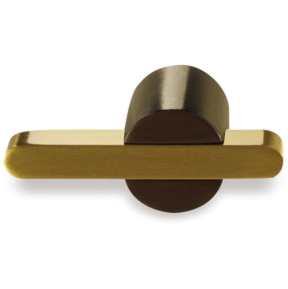 Colonial Bronze T Cabinet Knob Hand Finished in Matte Satin Black and Polished Nickel