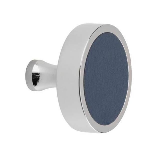 Colonial Bronze Leather Accented Round Cabinet Knob With Flared Post, Matte Satin Bronze x Shagreen White Leather
