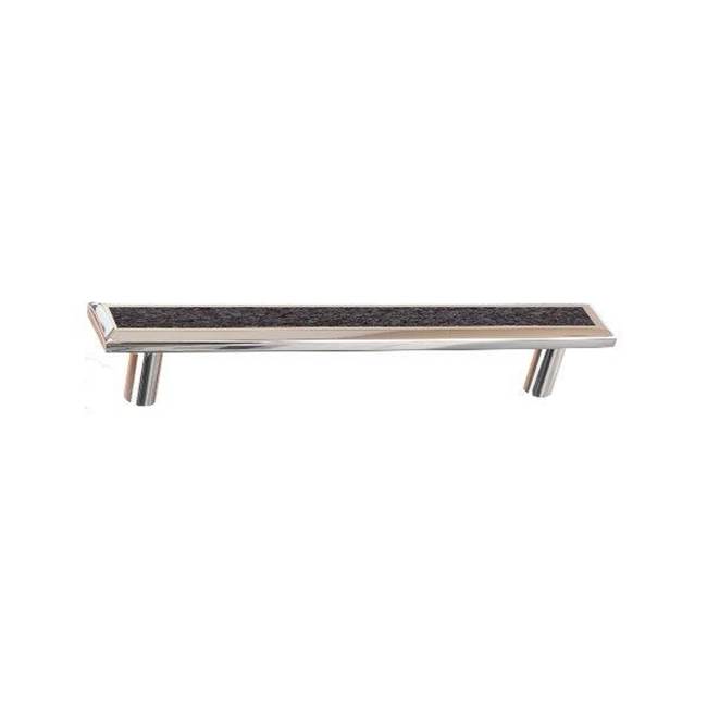 Colonial Bronze Leather Accented Rectangular, Beveled Appliance Pull, Door Pull, Shower Door Pull With Straight Posts, Unlacquered Polished Brass x Worn Leather Cappuccino