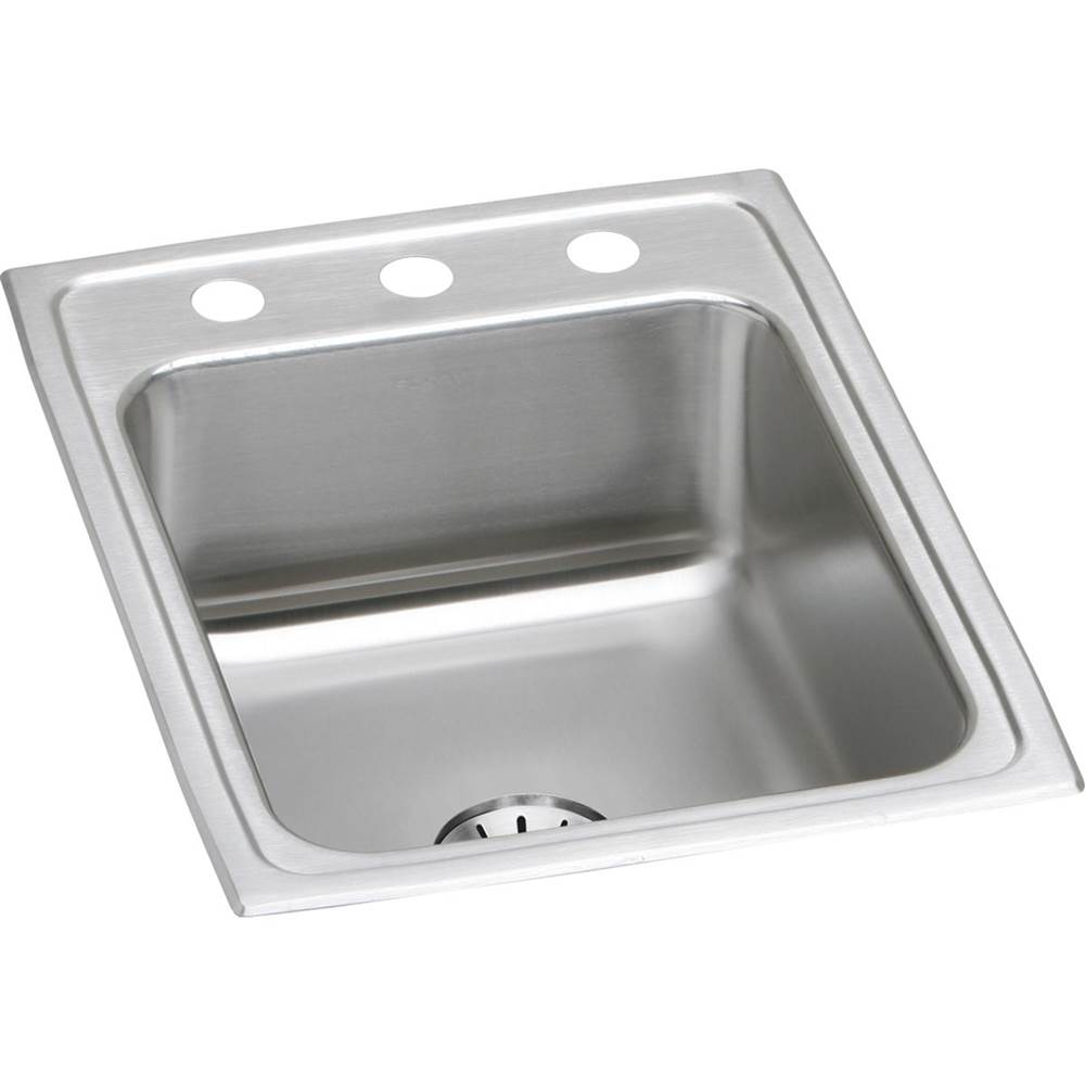 Elkay Lustertone Classic Stainless Steel 17'' x 22'' x 7-5/8'', 2-Hole Single Bowl Drop-in Sink with Perfect Drain