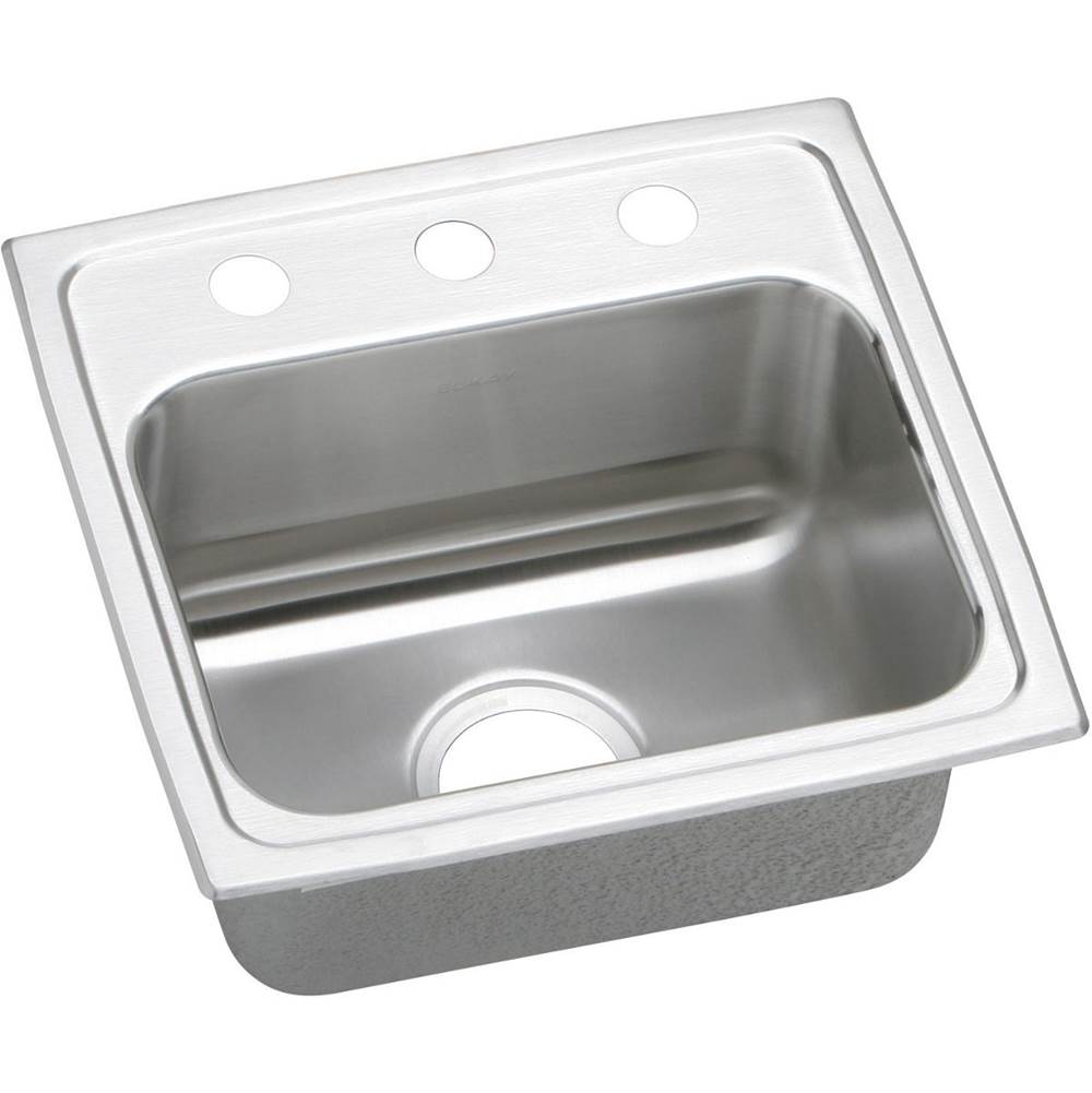 Elkay Lustertone Classic Stainless Steel 17'' x 16'' x 6'', 2-Hole Single Bowl Drop-in ADA Sink with Quick-clip