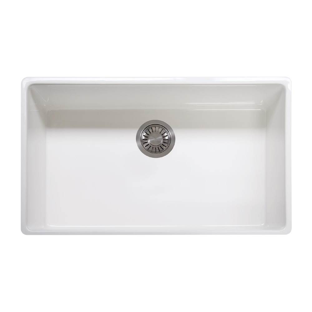 Franke Farm House 33-in. x 20-in. White Apron Front Single Bowl Fireclay Kitchen Sink - FHK710-33WH