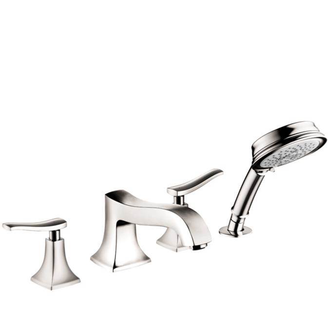Hansgrohe Metris C 4-Hole Roman Tub Set Trim with 1.8 GPM Handshower in Polished Nickel