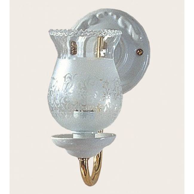 Herbeau ''Charleston'' Wall Light in White, Antique Lacquered Brass