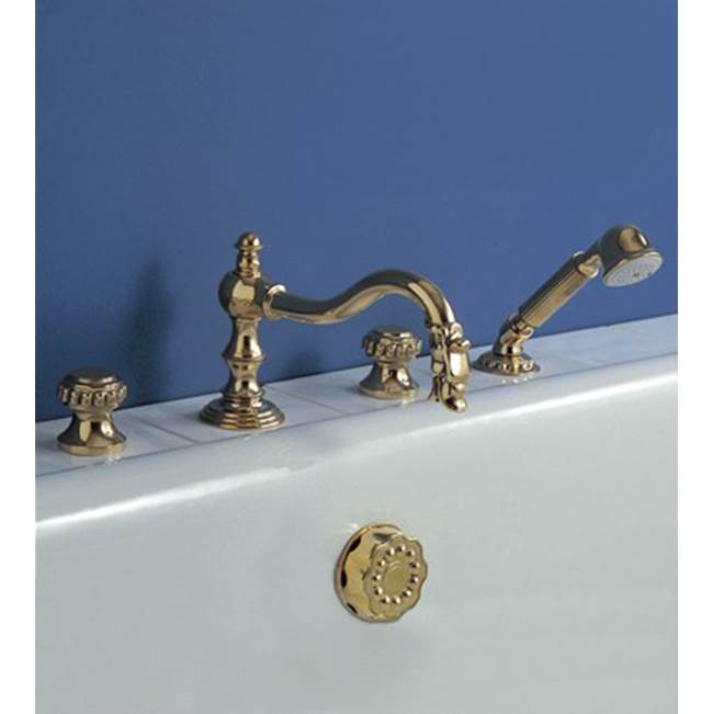 Herbeau ''Pompadour'' 3-Hole Deck Mounted Roman Tub Set in French Weathered Brass