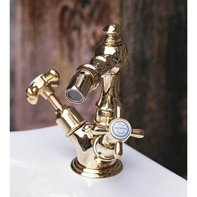 Herbeau ''Royale'' Single-Hole Bidet Mixer with Pop-up Waste in Polished Lacquered Copper