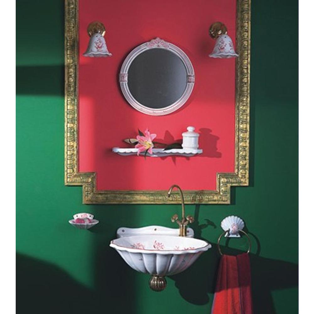 Herbeau ''Coquille'' Oval Mirror in Moustier Polychrome