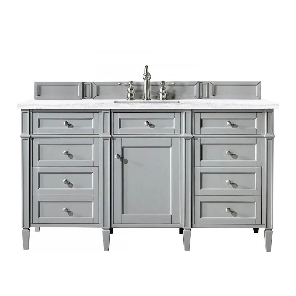 James Martin Vanities Brittany 60'' Urban Gray Single Vanity w/ 3 CM Arctic Fall Solid Surface Top