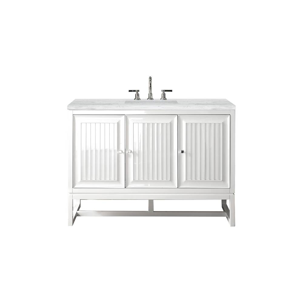 James Martin Vanities Athens 48'' Single Vanity Cabinet, Glossy White, w/ 3 CM Arctic Fall Solid Surface Countertop