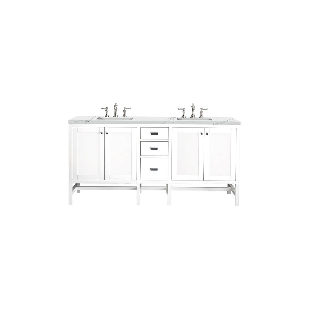 James Martin Vanities Addison 72'' Double Vanity Cabinet, Glossy White, w/ 3 CM Ethereal Noctis Top