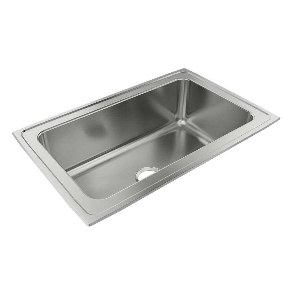 Just Manufacturing Stainless Steel 33'' x 21-1/4'' x 10-1/8'' No Faucet Ledge Single Bowl Drop-in Sink