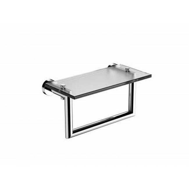 Kartners OSLO - 10-inch Glass Shelf with Towel Rail Solid Back-Polished Brass