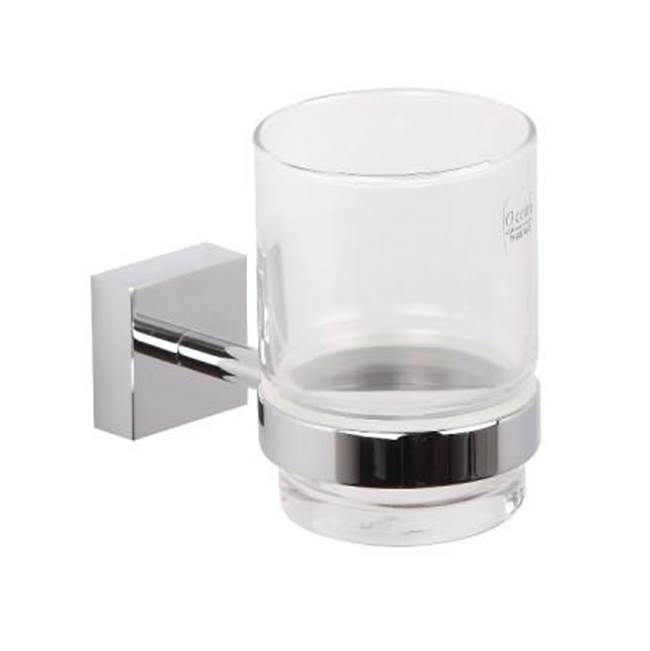 Kartners MADRID - Wall Mounted Bathroom Tumbler Cup & Toothbrush Holder with Frosted Glass-Matte White