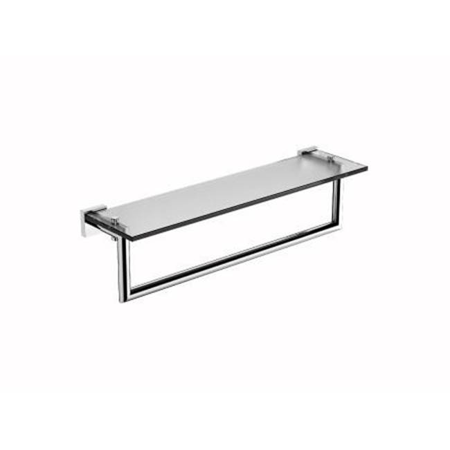 Kartners MADRID -  24-inch Glass Shelf  with Towel Rail-Titanium