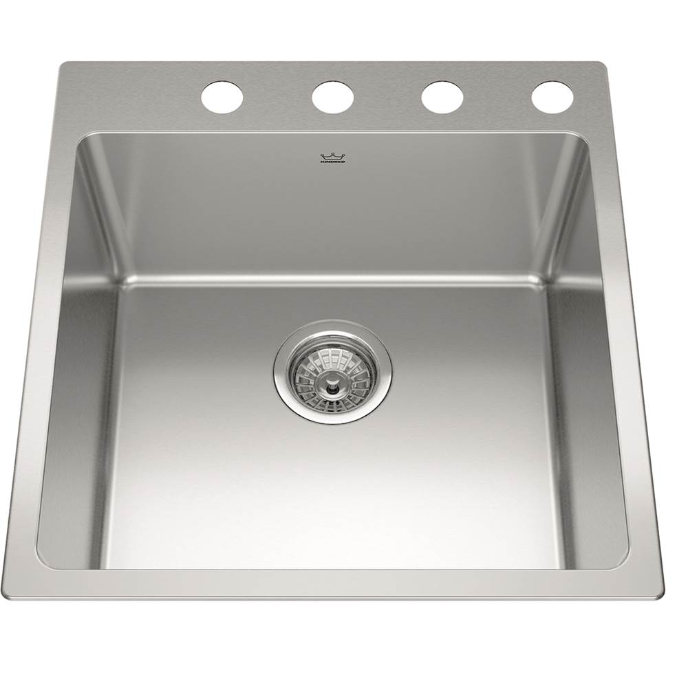Kindred Brookmore 20-in LR x 20.9-in FB x 9-in DP Drop in Single Bowl Stainless Steel Sink, BSL2120-9-4N