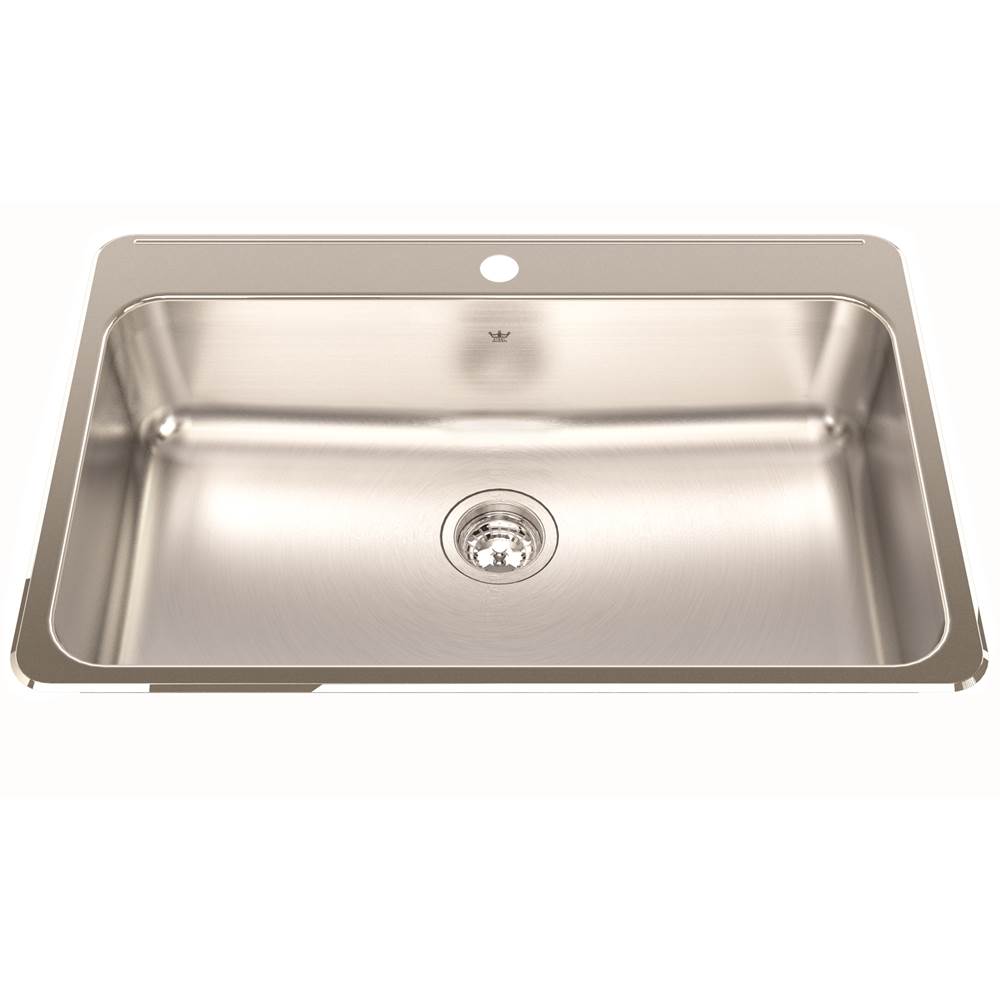 Kindred Steel Queen 31.25-in LR x 20.5-in FB x 8-in DP Drop In Single Bowl 1-Hole Stainless Steel Kitchen Sink, QSLA2031-8-1N