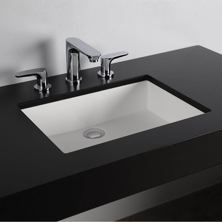 Lacava Under-counter Bathroom Sink made of solid surface with an overflow. W: 23 1/2'', D: 15'', H:5 3/4''