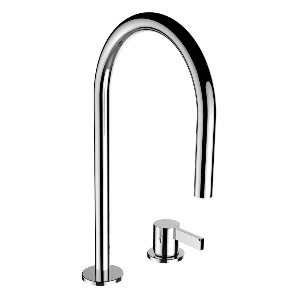 Laufen 2-hole basin mixer, projection 6-1/2'', swivel spout, with pop-up waste