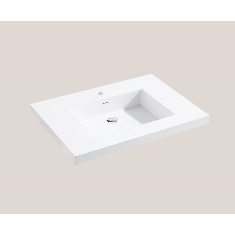 Madeli Urban-22 30''W Solid Surface, Top/Basin. Glossy White, Single Faucet Hole. W/Overflow, Basin Depth: 5-3/4'', 29-7/8'' X 22-3/16'' X 2''