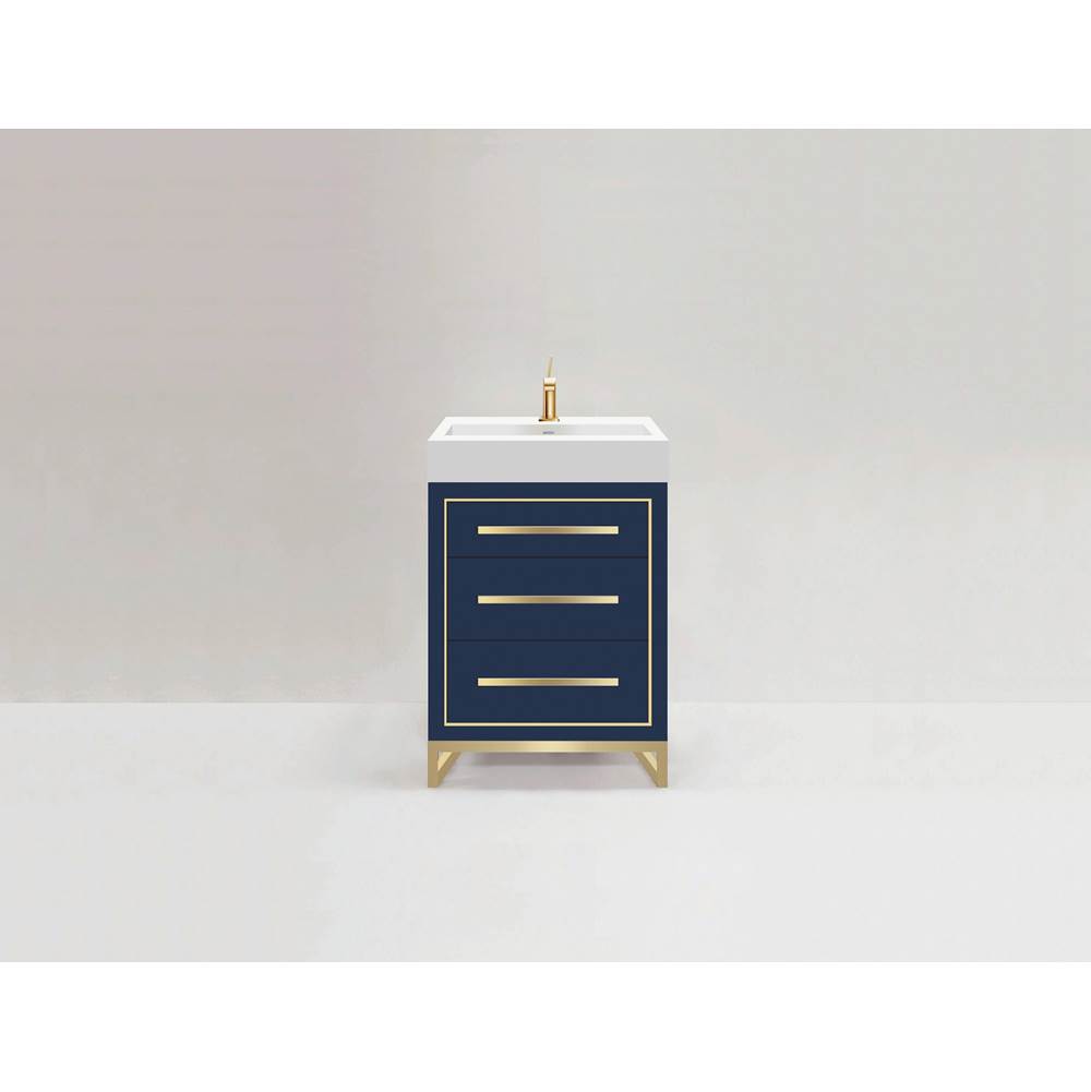 Madeli Estate 24''. Sapphire, Free Standing Cabinet, Polished Chrome, Handles(X3)/L-Legs(X4)/Inlay, 23-5/8''X 22''X33-1/2''
