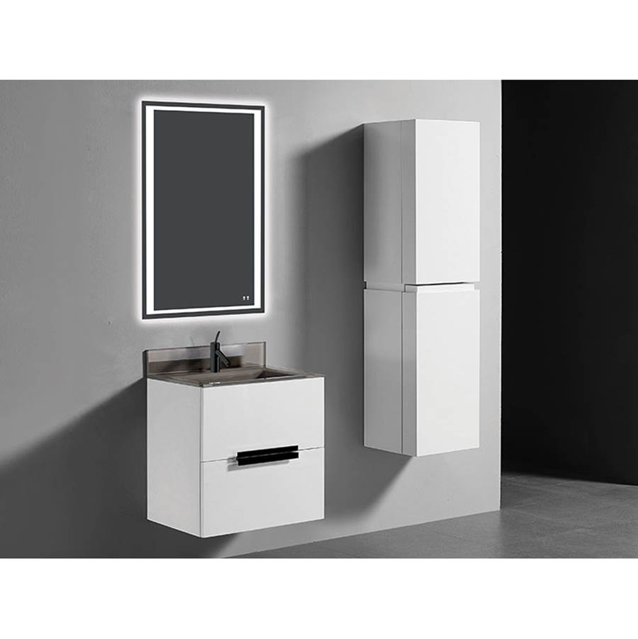 Madeli Urban 24''. White, Wall Hung Cabinet , Matte Black Handles (X2) , 23-5/8''X18''X24-3/8''
