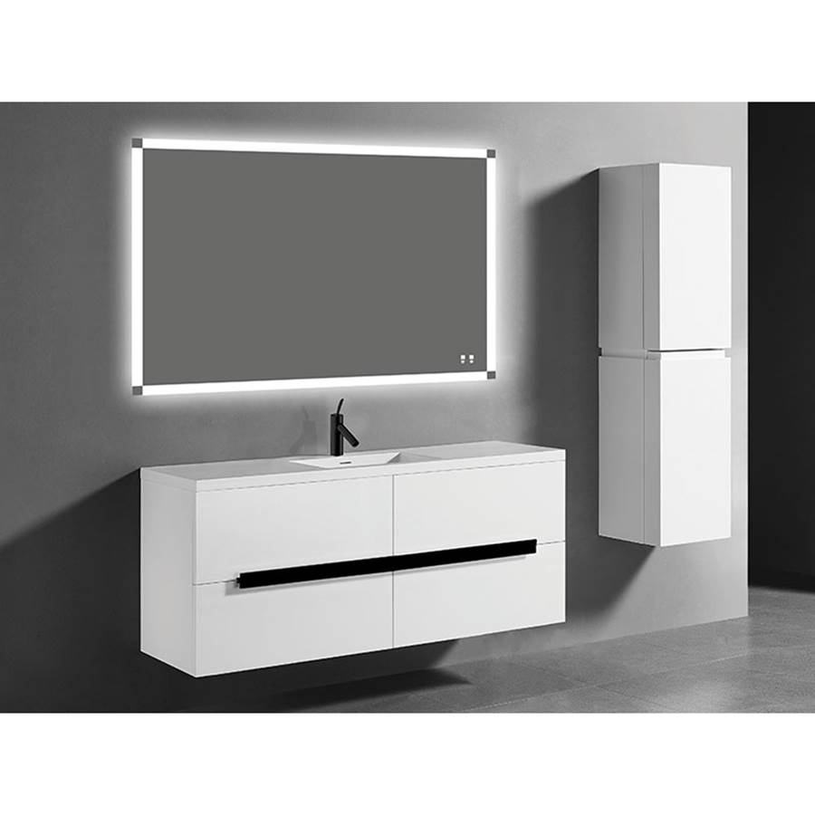 Madeli Urban 60''. White, Wall Hung Cabinet.1-Bowl, Polished Chrome Handles (X4), 59-1/4''X18''X24-3/8''