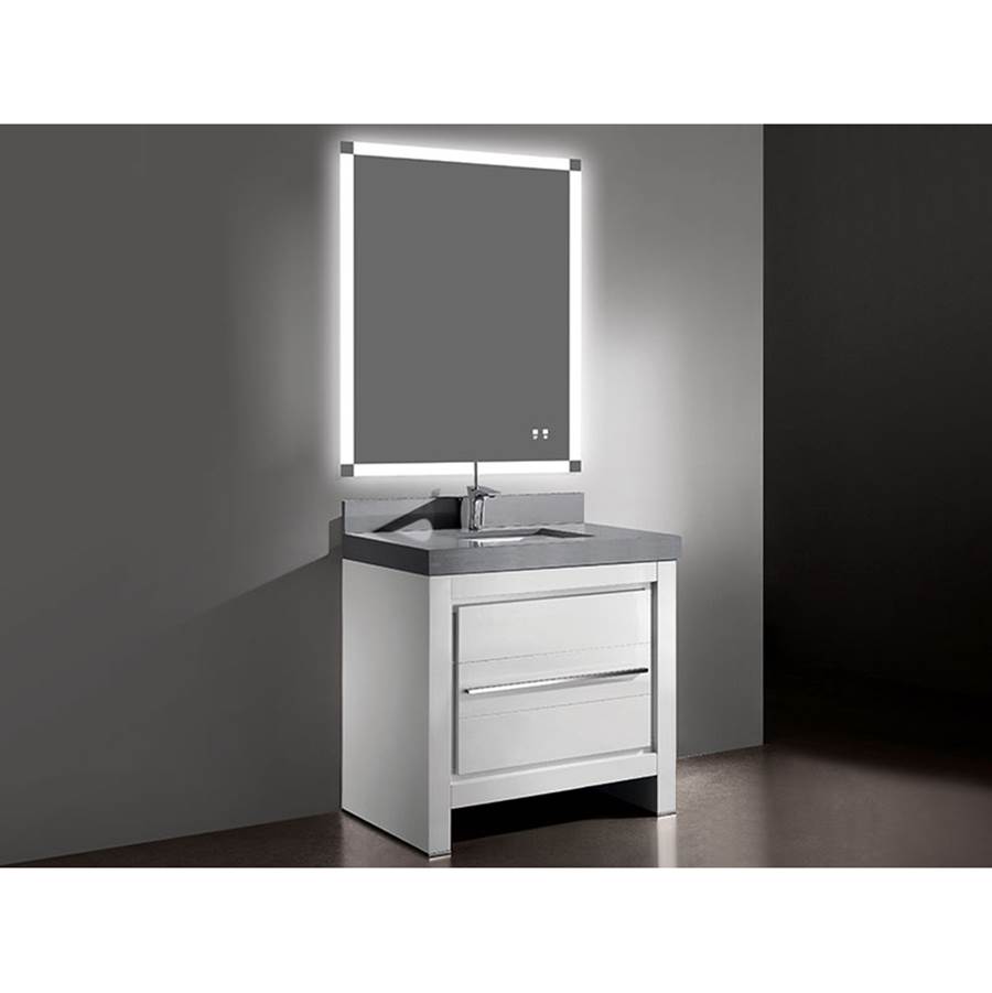 Madeli Vicenza 36''. White, Free Standing Cabinet, Polished Chrome , Handle(X1)/Leg Plates (X2), 35-5/8''X 22''X32-1/16''
