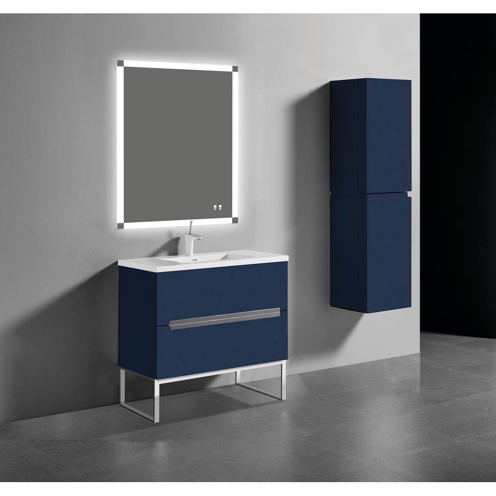 Madeli Soho 36''. Sapphire, Free Standing Cabinet, Brushed Nickel Handles (X2), C-Base (X1), 35-5/8''X18''X33-1/2''