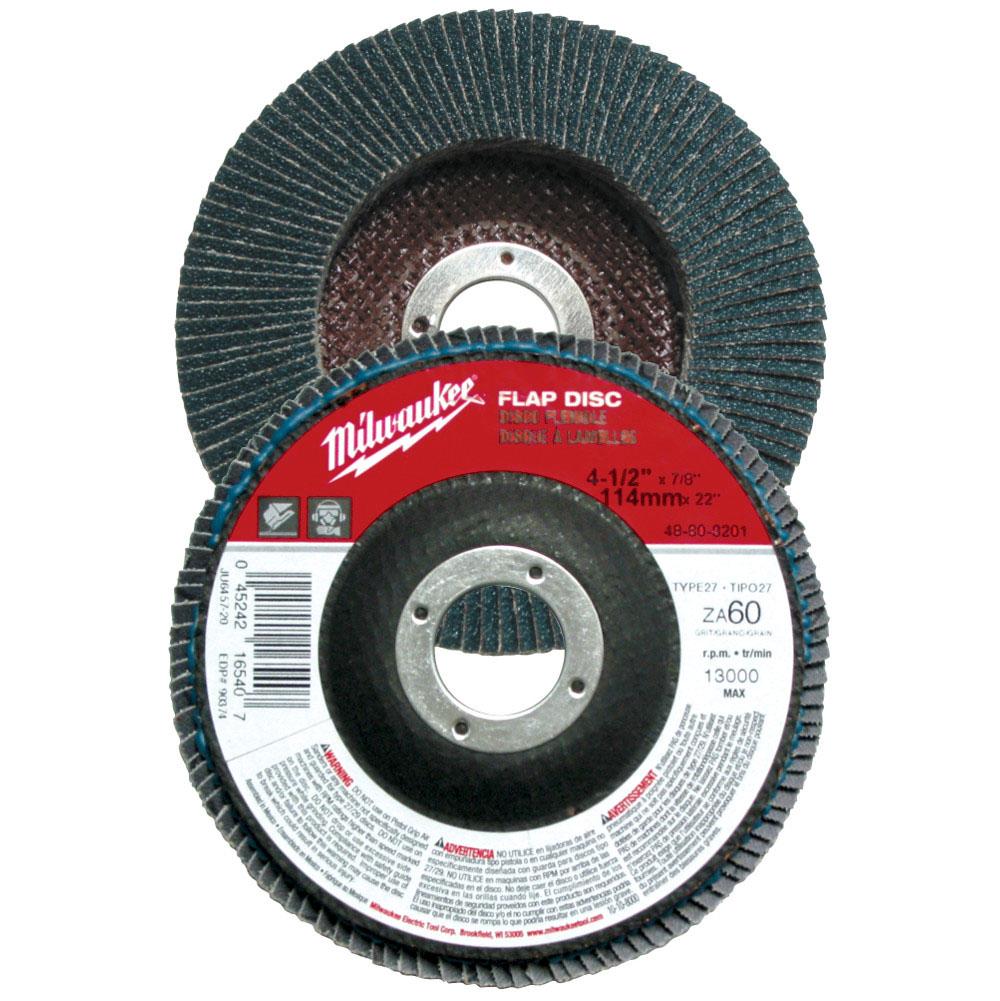 Milwaukee Tool 4-1/2'' X 7/8'' Flap Disc 60 Grit (Type 27 - Extra Thick)