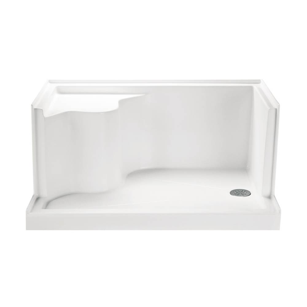 MTI Baths 6032 Acrylic Cxl Lh Drain Integral Seat/Tile Flange - Biscuit