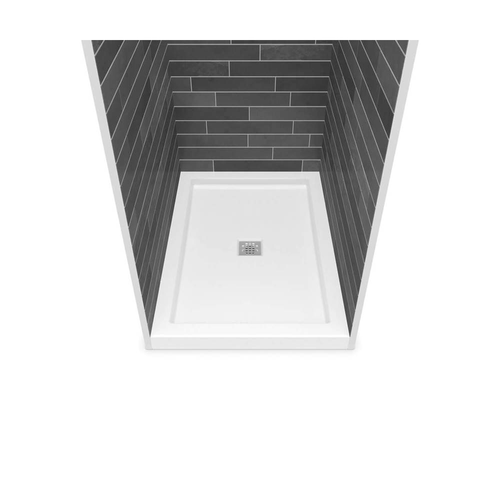 Maax B3Square 4832 Acrylic Alcove Deep Shower Base in White with Center Drain