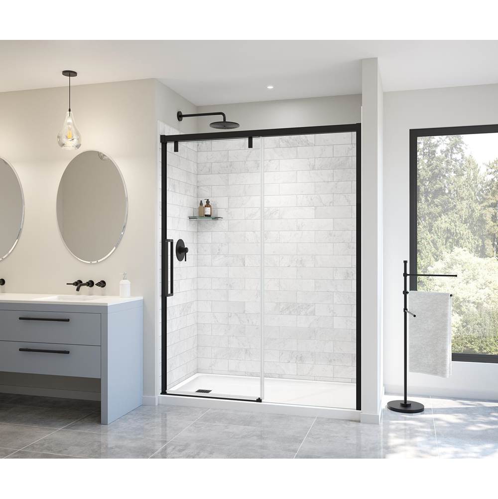 Maax Uptown 56-59 x 76 in. 8 mm Sliding Shower Door for Alcove Installation with Clear glass in Matte Black