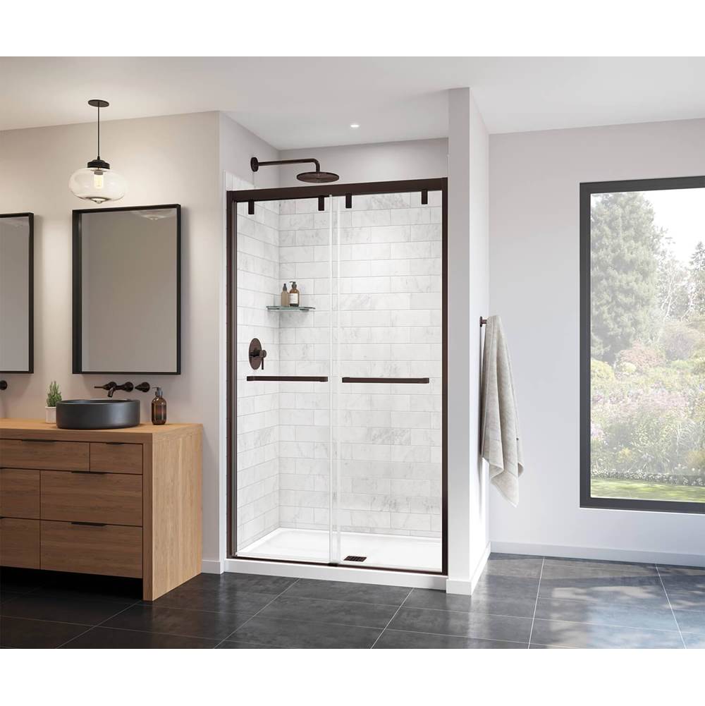 Maax Uptown 44-47 x 76 in. 8 mm Bypass Shower Door for Alcove Installation with Clear glass in Dark Bronze
