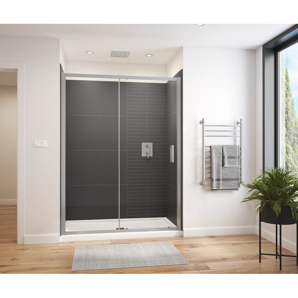 Maax Connect Pro 57-58 1/2 x 76 in. 6 mm Sliding Shower Door for Alcove Installation with Clear glass in Chrome