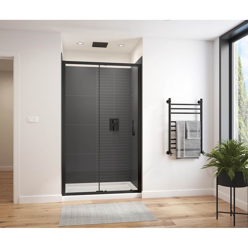 Maax Connect Pro 45-46 1/2 x 76 in. 6 mm Sliding Shower Door for Alcove Installation with Clear glass in Matte Black