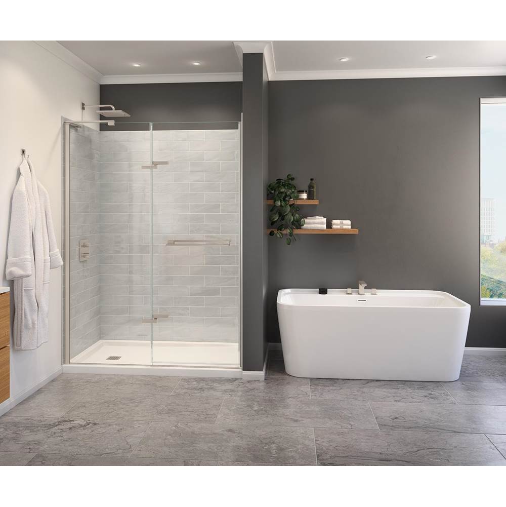 Maax Capella 78 56-59 x 78 in. 8 mm Pivot Shower Door for Alcove Installation with GlassShield® glass in Brushed Nickel