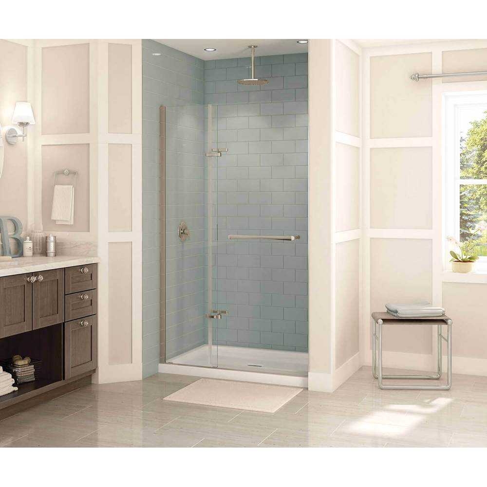 Maax Reveal 71 38-41 x 71 1/2 in. 8mm Pivot Shower Door for Alcove Installation with Clear glass in Brushed Nickel