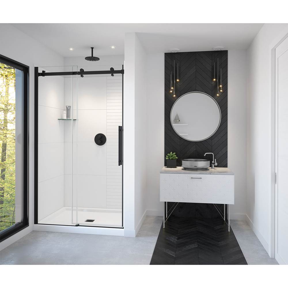 Maax Vela 44 1/2-47 x 78 3/4 in. 8mm Sliding Shower Door for Alcove Installation with Clear glass in Matte Black