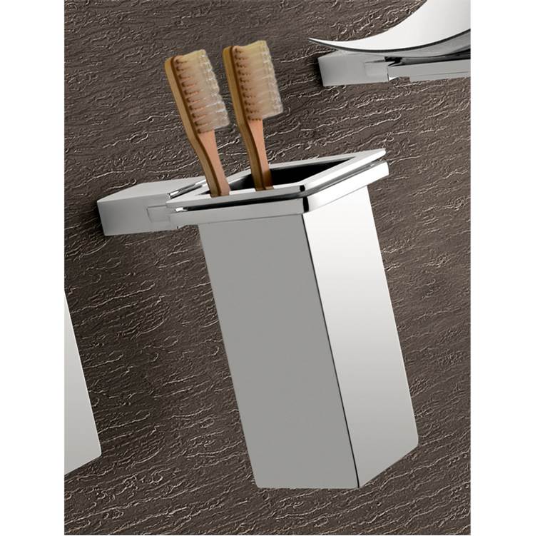 Nameeks Wall Mounted Square Polished Chrome Toothbrush Holder