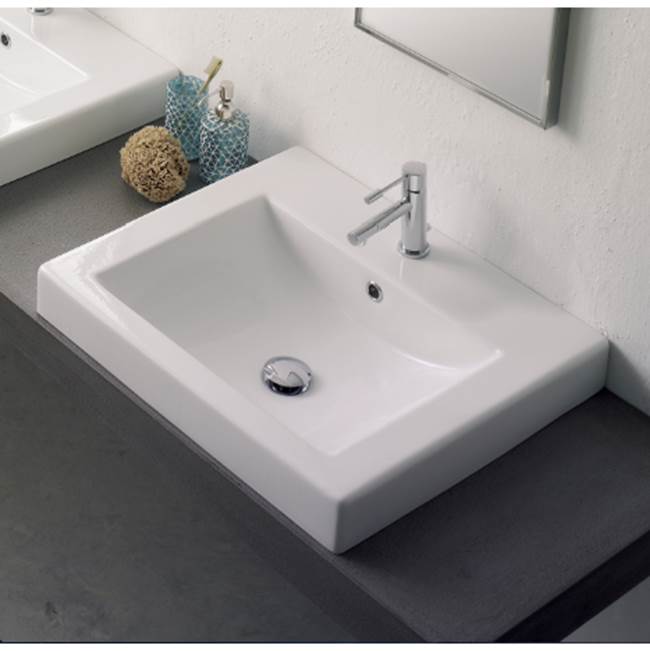 Nameeks Square White Ceramic Built-In Sink