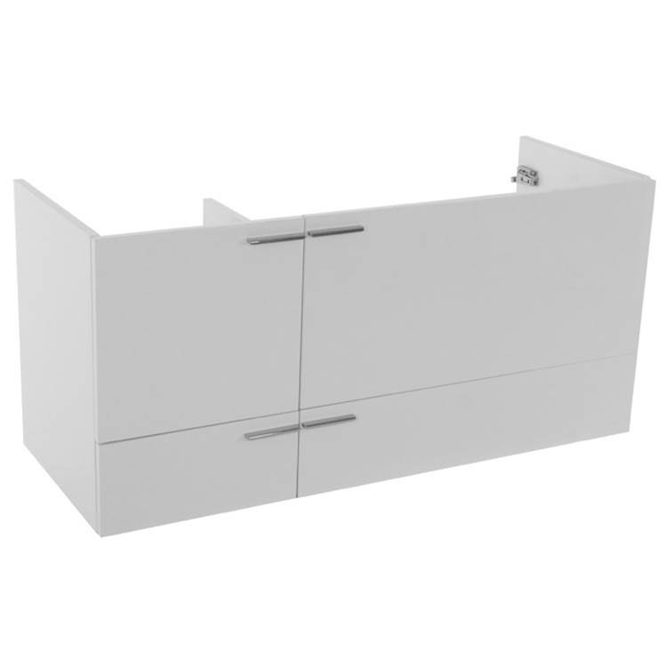Nameeks 47 Inch Wall Mount Glossy White Double Bathroom Vanity Cabinet