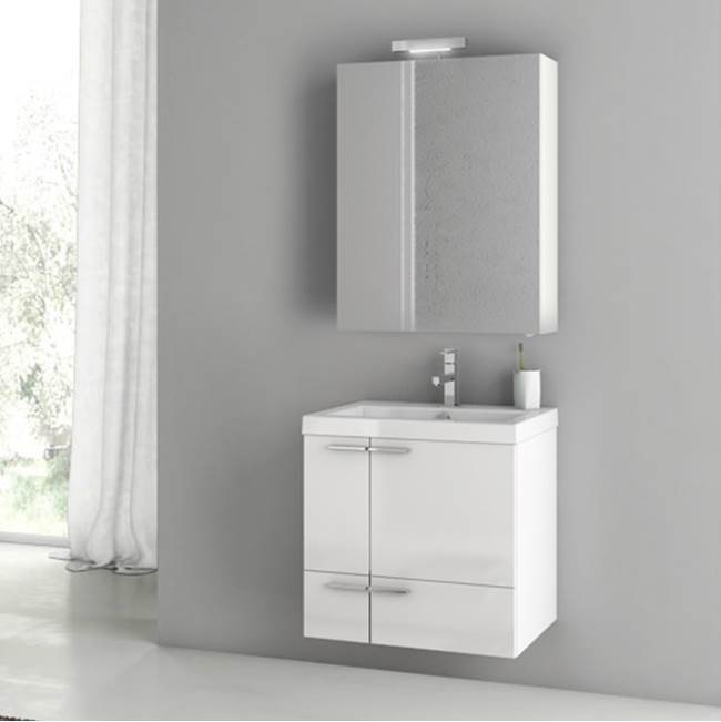 Nameeks 23 Inch Glossy White Bathroom Vanity Set