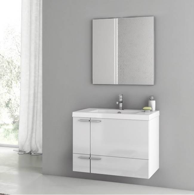 Nameeks 31 Inch Glossy White Bathroom Vanity Set